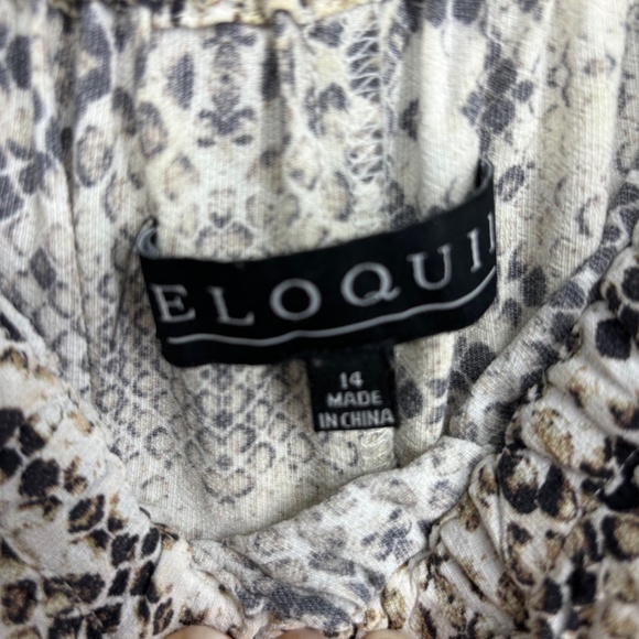 Eloquii Womens Size 14 Off Shoulder Maxi Dress Beige Brown Snake Print Ruffles - Picture 5 of 10